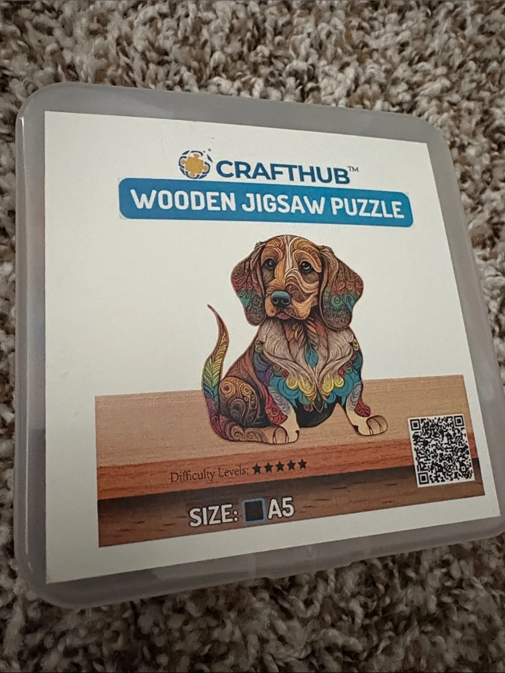 Crafthub Wooden Jigsaw Puzzle - Colorful Dog Design (Multicolor) NEVER OPENED